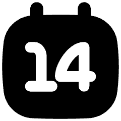 Date 14 Calendar Icon from Flex Solid Set