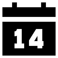 Date 14 Calendar Icon from Sharp Solid Set