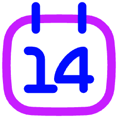 Date 14 Calendar Icon from Flex Neon Set