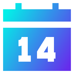 Date 14 Calendar Icon from Sharp Gradient Set