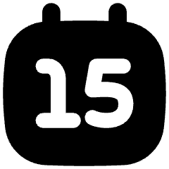Date 15 Calendar Icon from Flex Solid Set