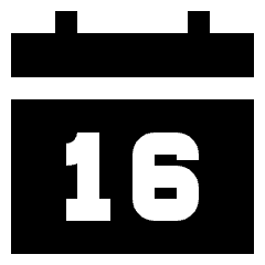 Date 16 Calendar Icon from Sharp Solid Set