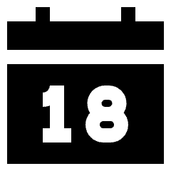 Date 18 Calendar Icon from Sharp Solid Set