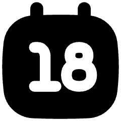 Date 18 Calendar Icon from Flex Solid Set