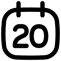 Date 20 Calendar Icon from Flex Line Set