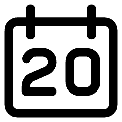 Date 20 Calendar Icon from Core Line Set
