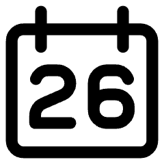 Date 26 Calendar Icon from Core Line Set