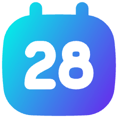 Date 28 Calendar Icon from Flex Gradient Set