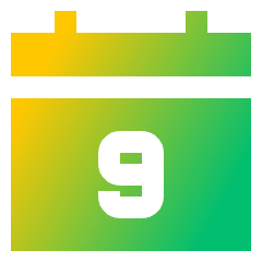 Date 9 Calendar Icon from Sharp Gradient Set