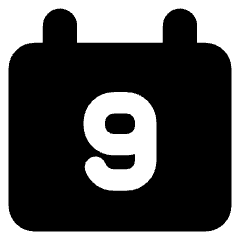 Date 9 Calendar Icon from Core Solid Set