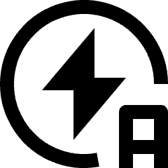 Clean line icon of a lightning bolt inside a circular arrow beside a camera shape. Used for auto flash.
