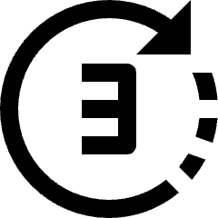 Clean line icon of a circular timer with an arrow and number three. Used for camera timers and countdown settings.