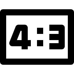 Clean line icon of a rounded rectangle displaying 4:3. Used for aspect ratios, video formats, and media layouts.