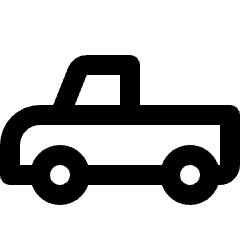 Clean line icon of a pickup truck in side view. Used for vehicle pickup, delivery, and transport services.