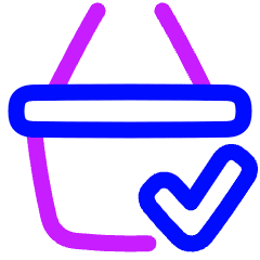 Shopping Basket Check Icon from Plump Neon Set