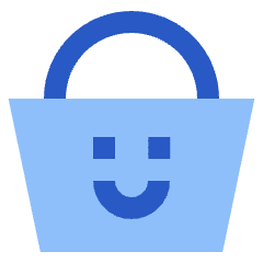 Shopping Basket Emoji Smile Icon from Sharp Flat Set