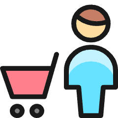 Shopping Cart Man Icon from Ultimate Colors Set