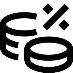 Coin Profit Percentage Icon from Sharp Line Set