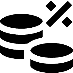 Coin Profit Percentage Icon from Sharp Solid Set