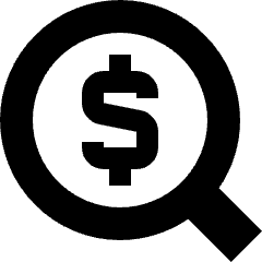 Search Dollar Icon from Sharp Solid Set