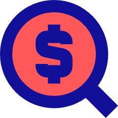 Search Dollar Icon from Sharp Pop Set