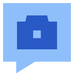 Chat Bubble Camera Square Icon from Sharp Flat Set