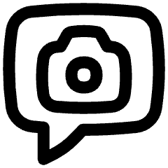 Chat Bubble Camera Square Icon from Flex Line Set