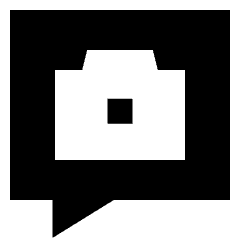 Chat Bubble Camera Square Icon from Sharp Solid Set