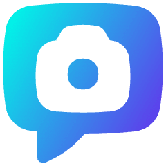 Chat Bubble Camera Square Icon from Flex Gradient Set