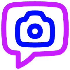 Chat Bubble Camera Square Icon from Flex Neon Set
