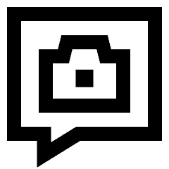 Chat Bubble Camera Square Icon from Sharp Line Set