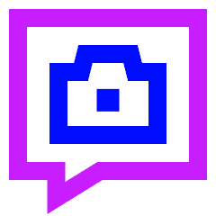 Chat Bubble Camera Square Icon from Sharp Neon Set