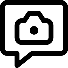 Chat Bubble Camera Square Icon from Core Line Set