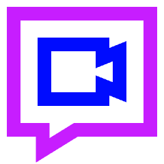 Chat Bubble Video Call Square Icon from Sharp Neon Set