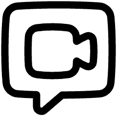 Chat Bubble Video Call Square Icon from Plump Line Set