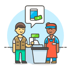 Cashier Phone Payment 1 Illustration from UX Colors Set