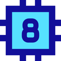 Computer Chip Eight Core Icon from Sharp Pop Set