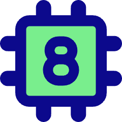Computer Chip Eight Core Icon from Core Pop Set