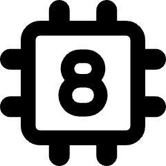 Computer Chip Eight Core Icon from Core Remix Set