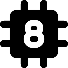 Computer Chip Eight Core Icon from Core Solid Set