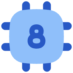 Computer Chip Eight Core Icon from Flex Flat Set