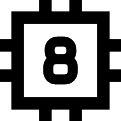 Computer Chip Eight Core Icon from Sharp Remix Set