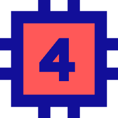 Computer Chip Four Core Icon from Sharp Pop Set