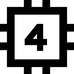 Computer Chip Four Core Icon from Sharp Remix Set