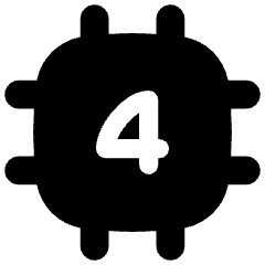 Computer Chip Four Core Icon from Flex Solid Set