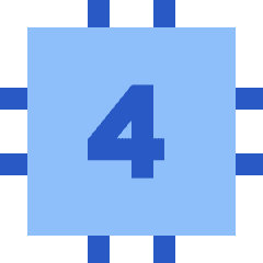 Computer Chip Four Core Icon from Sharp Flat Set