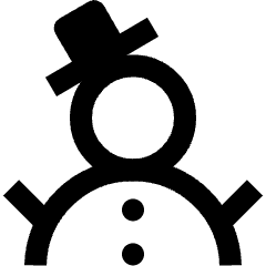Clean line icon of a snowman with a top hat, stick arms, and two buttons. Used for winter and Christmas designs.