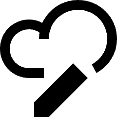 Clean line icon of a cloud with a pencil overlay. Used for cloud editing, file updates, and storage settings.