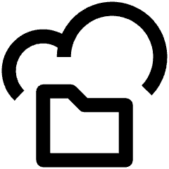 Clean line icon of a cloud above a folder. Used for cloud storage, file management, and shared folders.