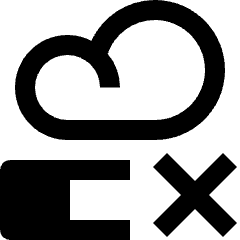 Clean line icon of a cloud above a progress bar and X. Used for upload errors and failed cloud transfers.